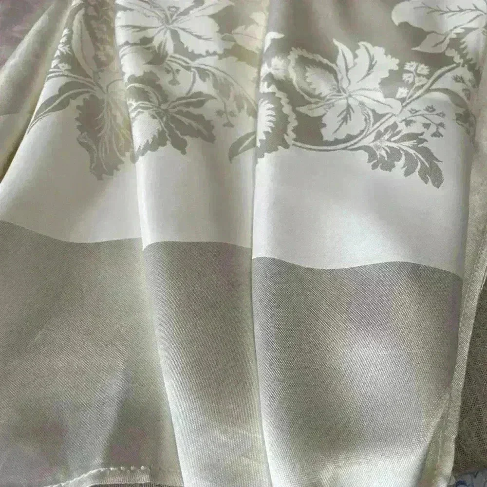 Vintage Ivory Damask Rectangular Tablecloth | Floral Jacquard Elegant Wedding